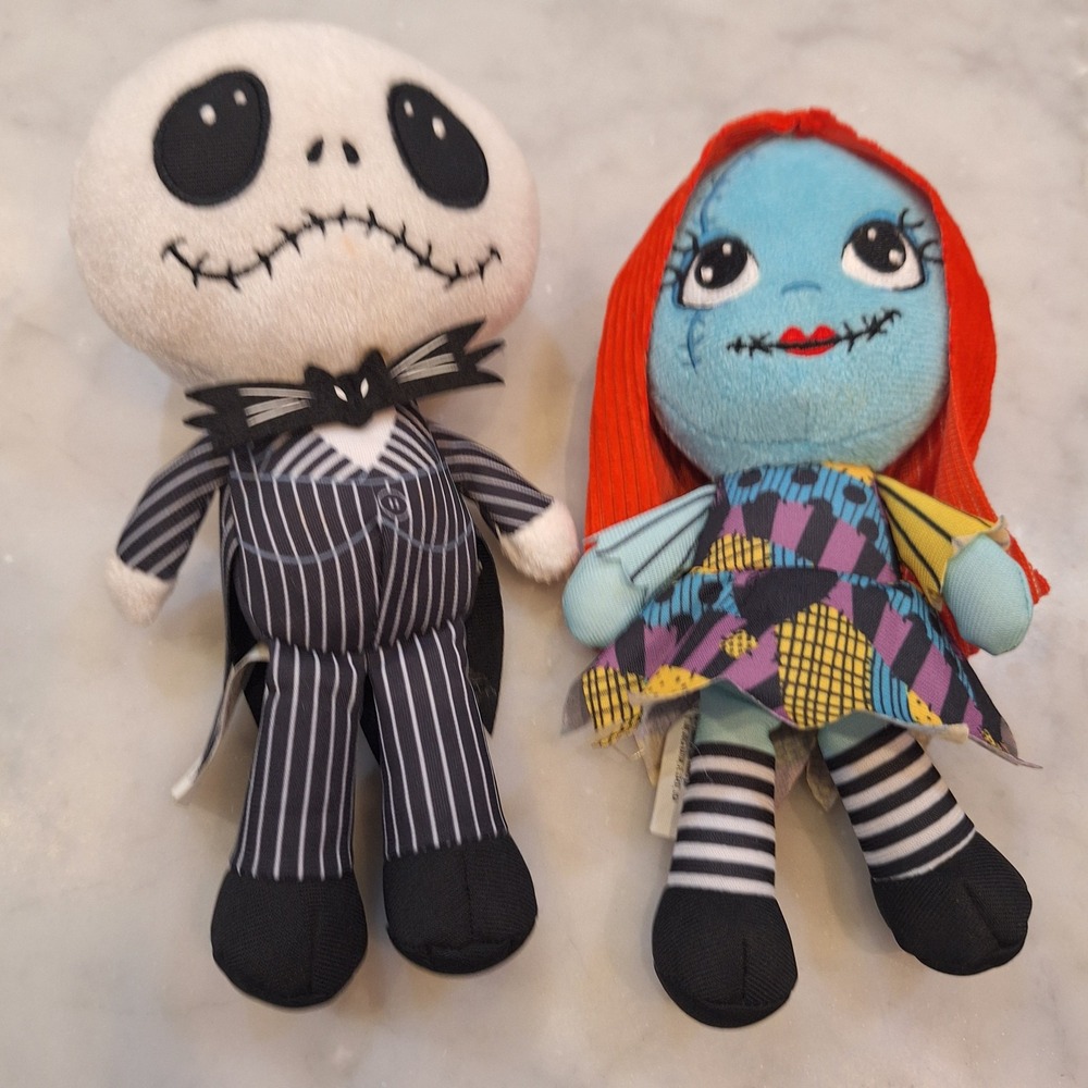 Disney Plush Toy 8in Multicolor Jack Skellington Sally Nightmare Before Xmas